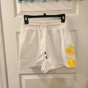 Queen Of Sparkles Tennis White Yellow Shorts Size S Drawstring